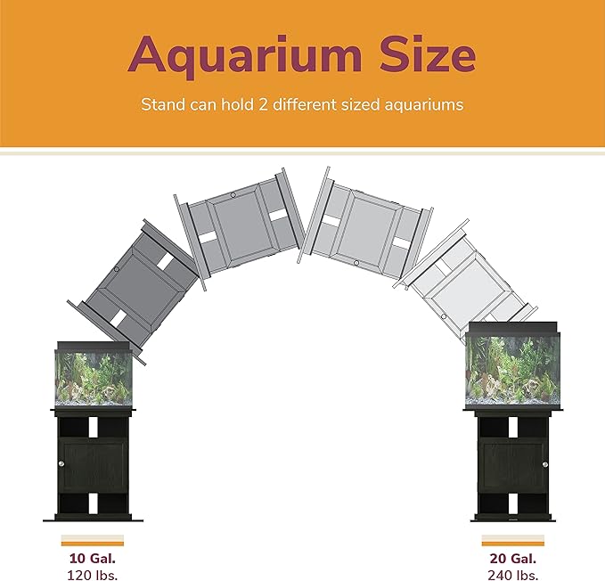 Ollie & Hutch Flipper 10/20 Gallon Aquarium Stand, Black Oak