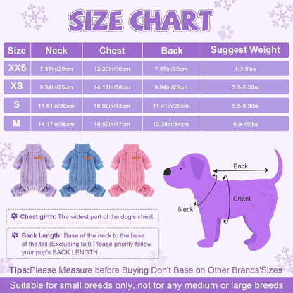 Dog Sweater for Small Dogs, XXS Dog Sweaters Turtleneck Doggie Pajamas Jumpsuits, Small Doggy Clothes Girl Boy, Cold Weather Puppy Onesie Outfits Yorkie Chihuahua Apparel, Purple,M