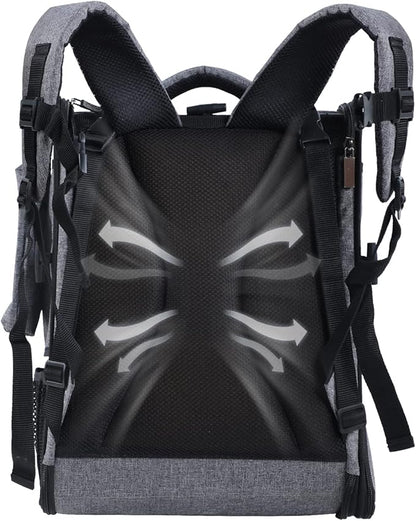 Petsfit Bird Carrier Medium Size with Stainless Steel Bowl, Parrot Backpack Includes Slide Tray for Easy Cleaning, 13" x 10" x 16"