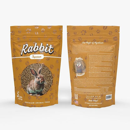 Mycelium Premium Rabbit Food - Organic, Non-GMO, High Nutritional Value Food for Rabbits, Sourced from Local USA Farms, Sustainable Farming, 5 lbs