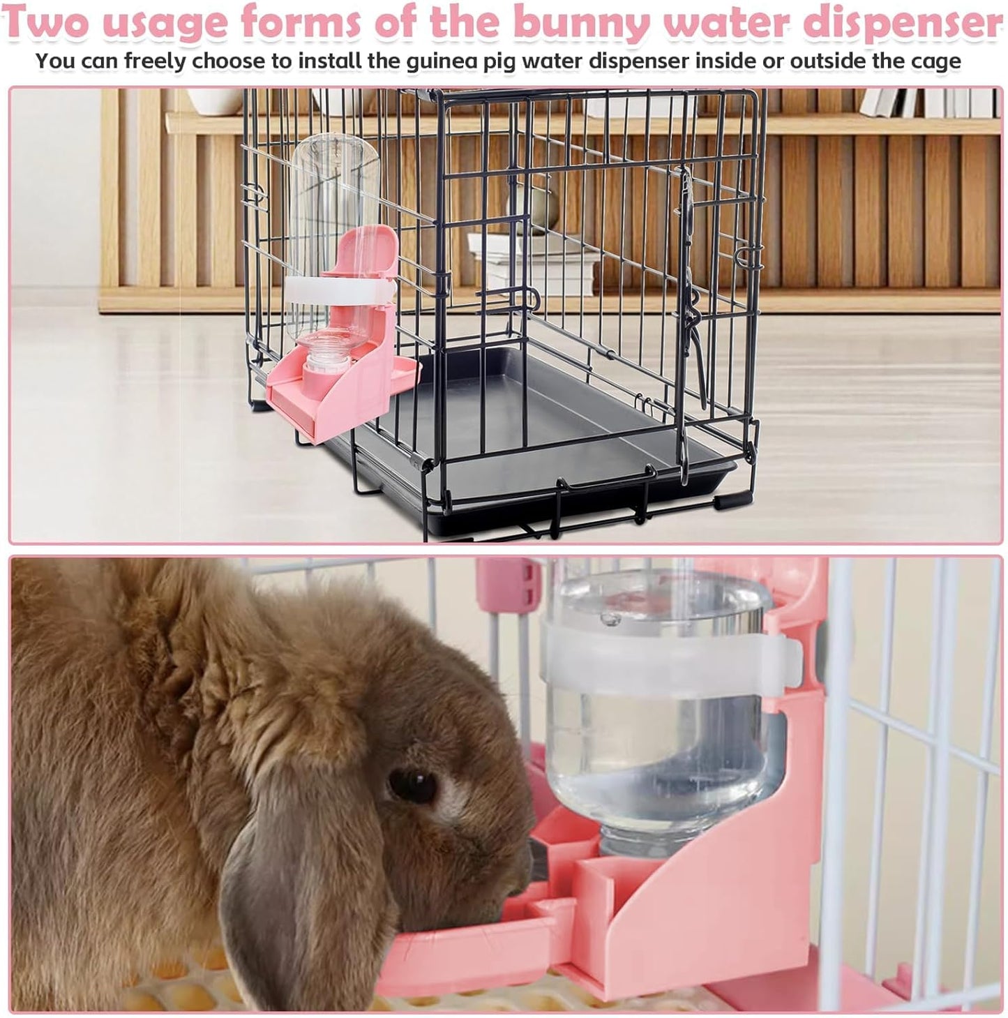 kathson Rabbit Water Bottle, 17oz Hanging Water Fountain Automatic Dispenser No Leak WaterFeeder for Bunny Chinchilla Guinea Pig Hedgehog Ferret