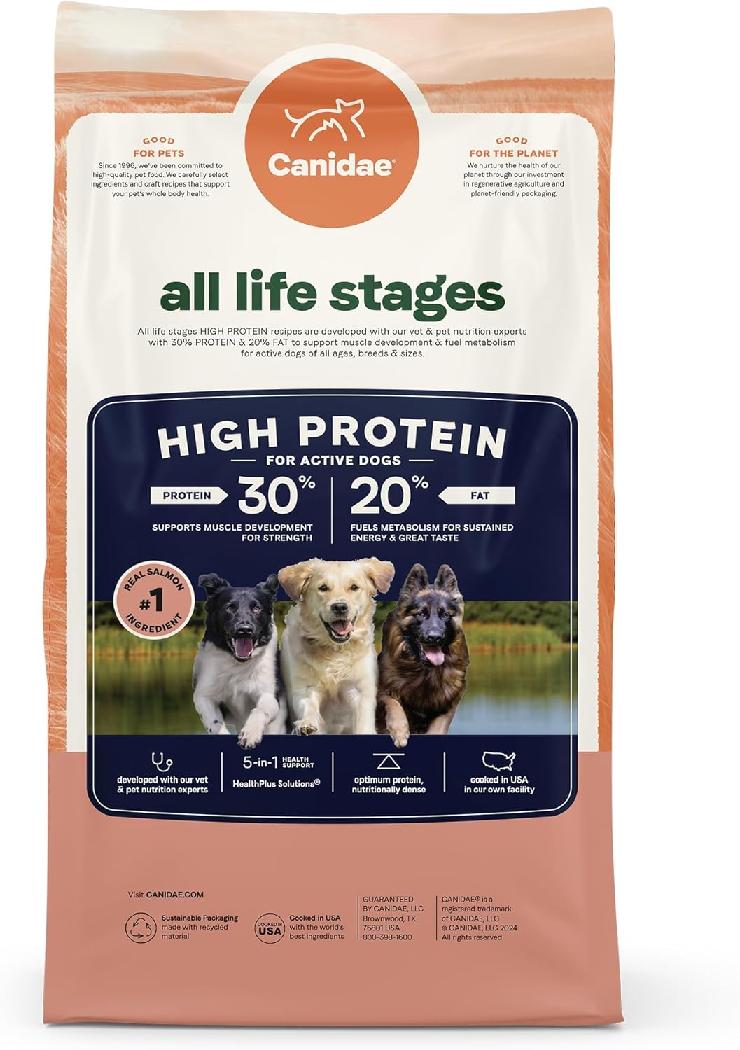 CANIDAE All Life Stages High Protein Dry Dog Food, Salmon & Ancient Grains Recipe, 4 lbs. (Pack of 2)