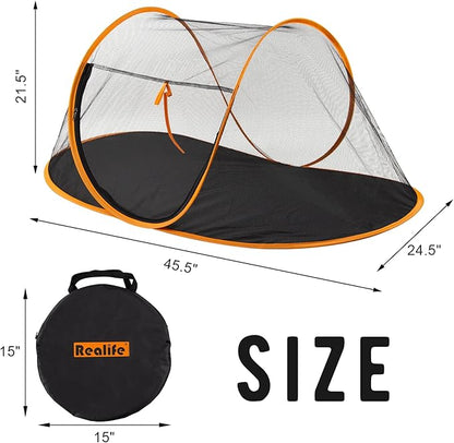 Outdoor Cat Enclosures, Portable Cat Tent for Bearded Dragon, Dogs and Small Animals, Cat Outdoor Tent with Foldable Bag(Orange)