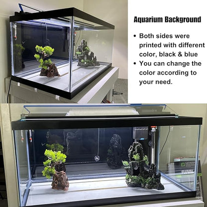 ELEBOX Aquarium Background Blue Black Fish Tank Background Picture 2 Sides Fish Backdrop for Aquarium Wallpaper 16"x 40"