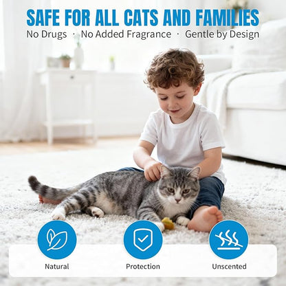 Cat Calming Pheromone Diffuser - Stops Urine Marking & Scratching, Reduce Fighting Spraying Cat Calming Diffuser, Drug-Free Formula for Anxious Cats, 1 Diffuser + 2 Refills Last 60 Days