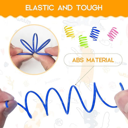 Cat Spring Toy 60 Pack, Plastic Springs Cat Toy Springs for Indoor Cats Kitten Toys for Swatting, Biting, Hunting, Tnteractive (4 Colors)