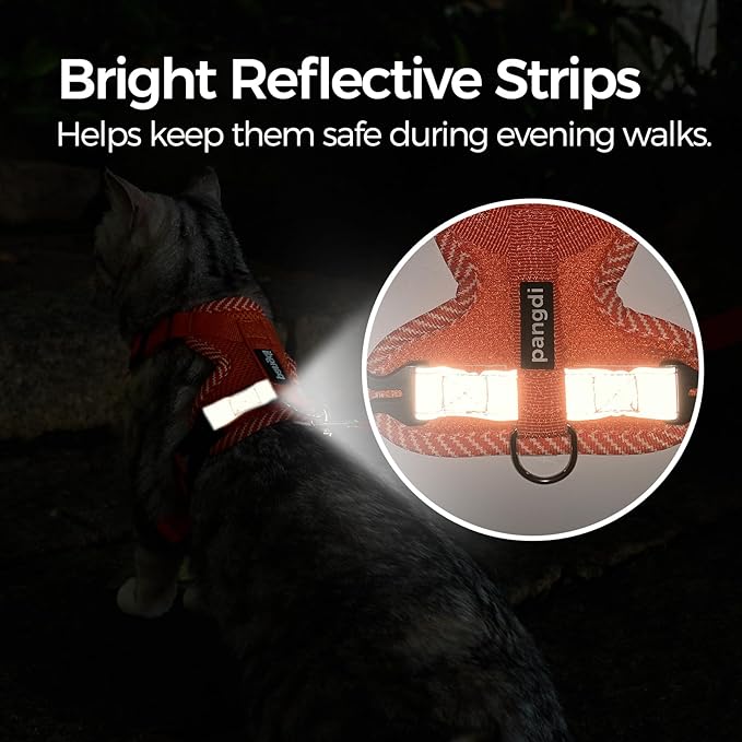 Cat Harness and Leash Escape Proof Large Kitten Harness Ragdoll Cat Vest for Walking Travel, Orange, L