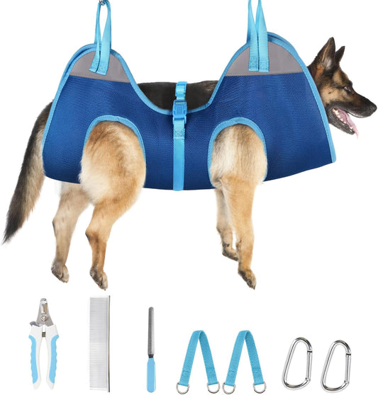 Supet Dog Grooming Hammock, Dog Hanging Harness for Nail Trimming Doorframe, Pet Holder Restraint for Clipping Nails, Pet Hoist Sling for Cutting Nails, Ear & Eye Cleaning, Medicine at Home (L)