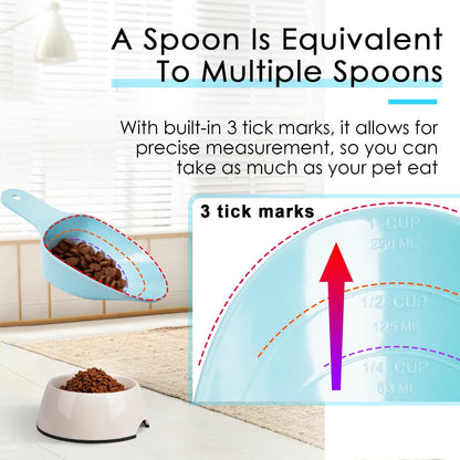 Dog Food Scoop-Melamine Pet Food Measuring Cup - 1 Cup 1/2 Cup 1/4 Cup Dog Cat Bird and Rabbit Food Feeding Scoop Dishwasher Safe -Blue