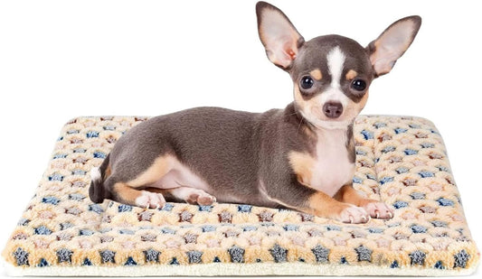 Mora Pets Dog Crate Pad - Ultra Soft Pet Bed With Cute Star Print, Washable Mat for Large Medium Small Dogs, Reversible Fleece Kennel Liner, Cat Bed 21 x 12 Inch Brown