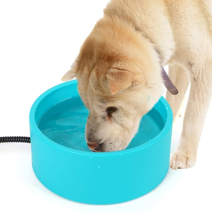 3.2L Heated Water Bowl for Pets, Outside Heated Dog Bowl, Large Heated Dog Water Bowl Outdoor, Thermostatic Control Heated Cat Bowl, Anti-Freeze Heated Pet Water Bowl for Chicken,Duck,Goose,Rabbit