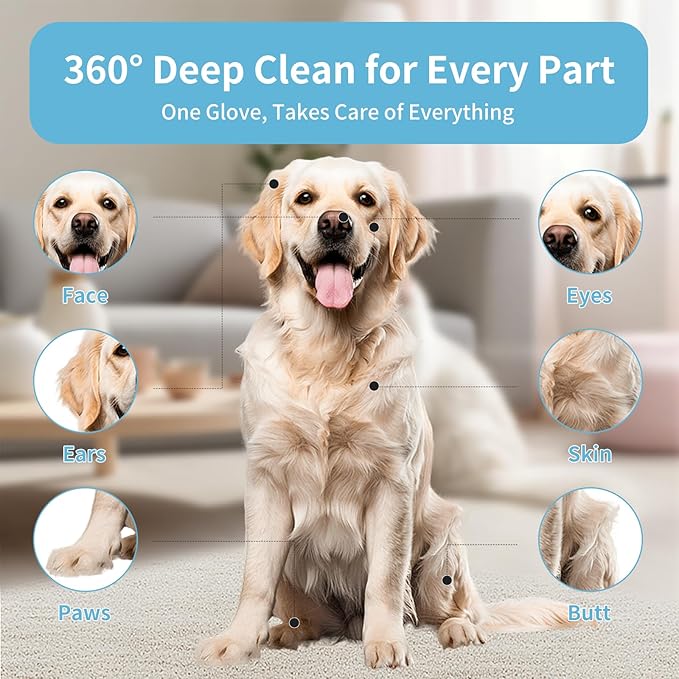 Hypoallergenic Pet Grooming Wipes for Dogs & Cats - Coconut Oil Cleaning & Deodorizing Bathing Wipes with Hydrating Formula for All Body Parts,Dog Cleaning Wipes Remove Odor (1 Pack)