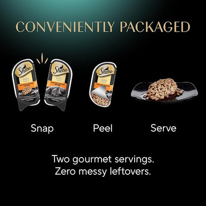 Sheba Perfect Portions Wet Cat Food Cuts in Gravy Variety Pack, Roasted Chicken Entree, with Sustainable Salmon, and Tender Turkey Entree, 2.6 oz. Twin-Pack Trays (24 Count, 48 Servings)