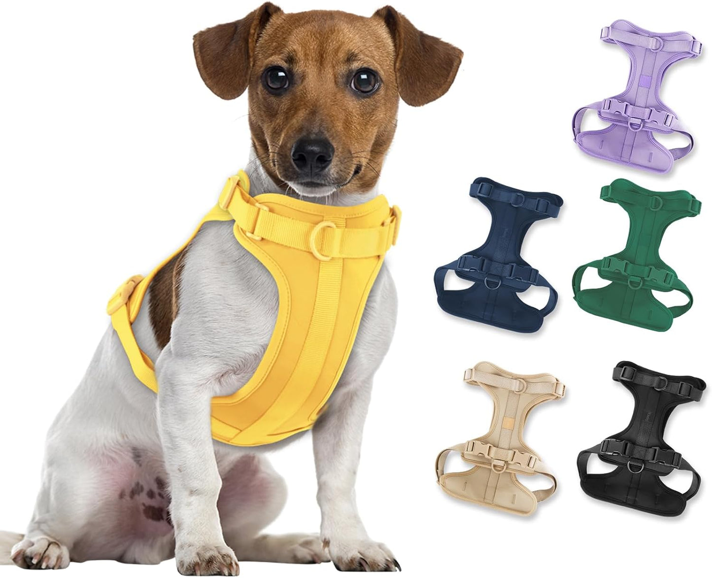 No Pull Lightweight Dog Harness: Adjustable Durable Breathable Mesh Pet Vest Harness with Soft & Comfortable Cushion, for Small Medium Large Dogs (Medium, Butter Yellow)