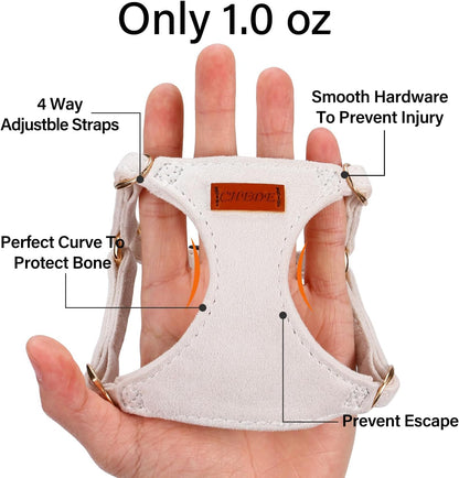 No Pull Dog Harness- Lightweight, Soft, Adjustable Small Harness Collar and Leash Set, Suitable for Cats Puppy Small and Medium-Sized Dog Outdoor Training and Running (Beige, XXS)