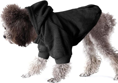 Jecikelon Winter Dog Hoodie Sweatshirts with Pockets Warm Dog Clothes for Small Dogs Chihuahua Coat Clothing Puppy Cat Custume (Black, X-Large)