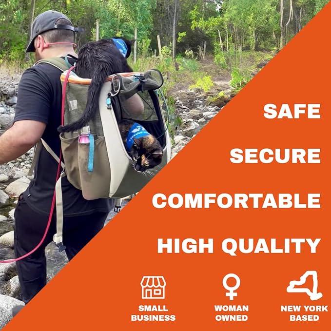 Travel Cat Backpack Carrier - The Navigator Convertible Pet Carrier Backpack - Cat Carrier Backpack with Fully Ventilated Mesh (Earth)