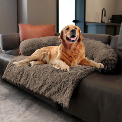 Calming Dogs/Cats Bed Mats, Dog Pad Washable Removable Couch Cover, Plush Long Fur Mat for Pets, Waterproof Lining, Perfect for Small, Medium and Large Dogs and Cats (Desert Brown, 45"x37")