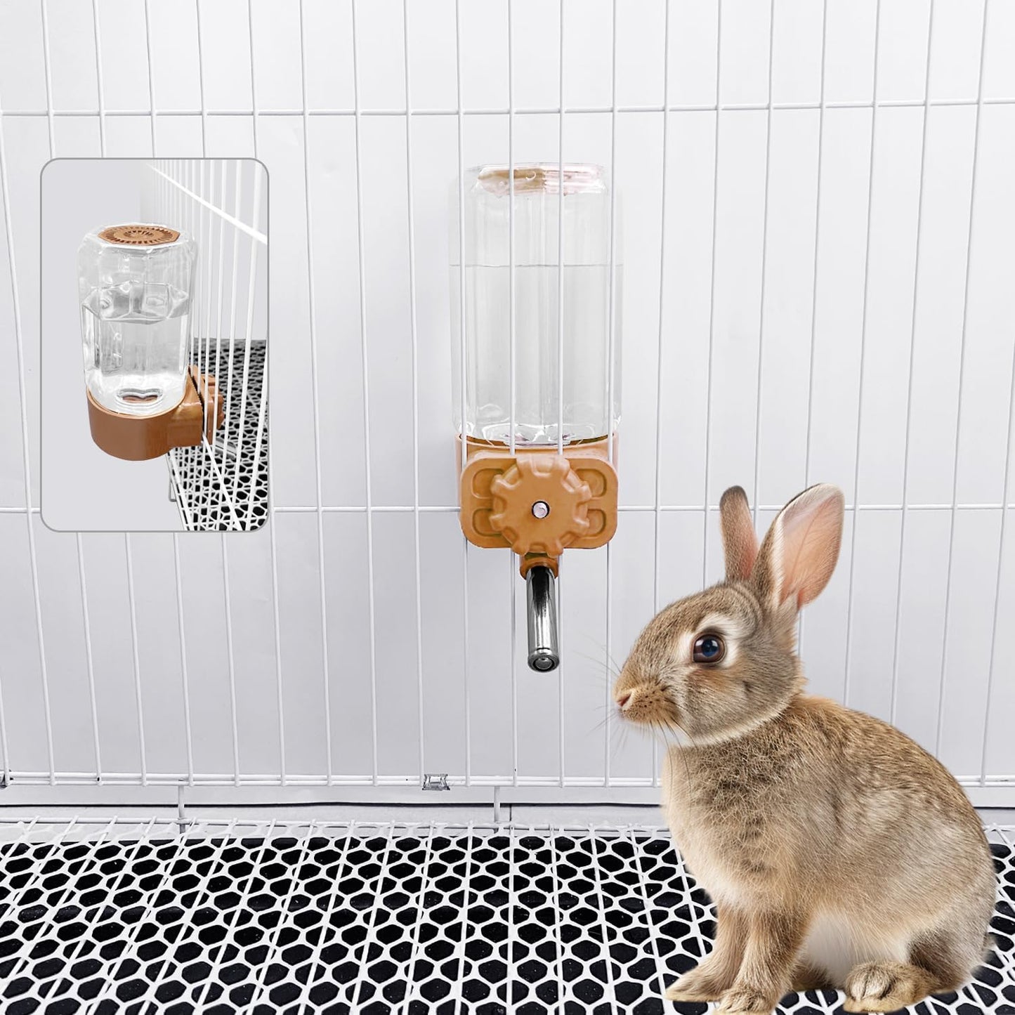 LOS ANDES No-Drip Water Bottle/Feeder for Guinea Pigs/Hamsters/Bunnies/Ferrets/Squirrel/Hedgehog/Other Small Pets, Weather Resistant Cage Water Bottles for Dogs/Cats, 18.5oz, Orange