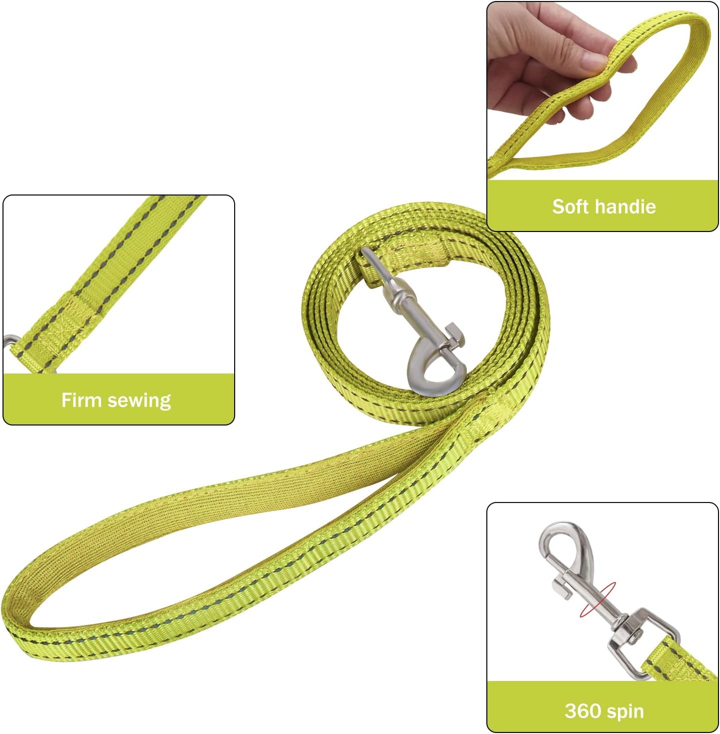 YIMEIS Dog Harness and Leash Set, No Pull Soft Mesh Pet Harness, Reflective Adjustable Puppy Vest for Small Medium Large Dogs, Cats (Fluorescent Yellow, Medium (Pack of 1)
