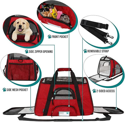 PetAmi Airline Approved Pet Carrier for Cat, Soft Sided Dog Carrier for Small Dogs, Cat Travel Supplies Accessories for Indoor Cats, Ventilated Pet Carrying Bag Medium Large Kitten Puppy, Large Red