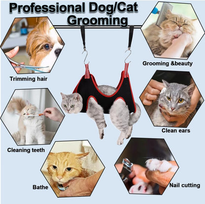 Dog Grooming Hammock Harness,Breathable Pet Cat Hammock Restraint Bag,Dog Grooming Sling Helper for Trimming Nail and Ear/Eye Care(S Size,8.5")