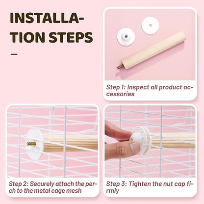 6 Pcs Wooden Bird Cage Perch, Cage Accessories, Parrot Toys, Mimics Wild Branches, for Parakeet, Cockatiel, Conure, Budgie, Lovebird, Small Medium Birds