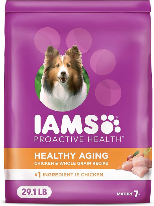 IAMS Proactive Health Healthy Aging Adult Dry Dog Food for Mature and Senior Dogs with Real Chicken, 29.1 lb. Bag