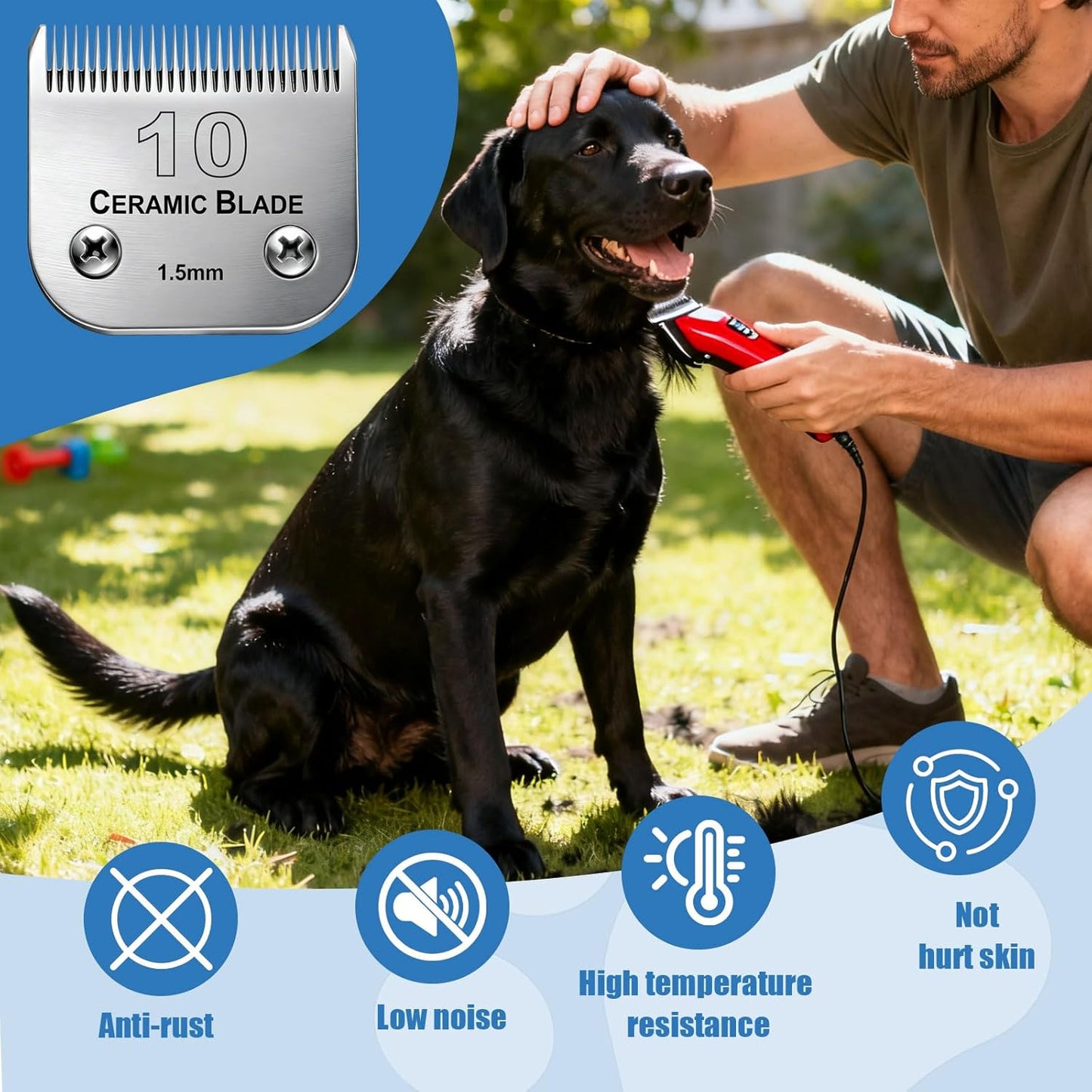 Dog Grooming Replacement Blades Compatible with Andis Dog Clipper, Dog Clipper Blades Compatible with Oster A5,Wahl KM-10 Series Dog Clipper,#10 Blades (1.5mm)
