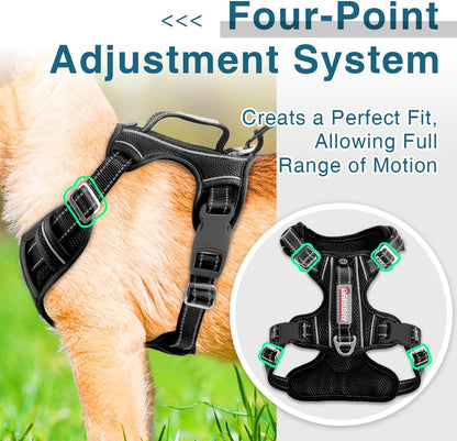 BARKBAY Dog Harness No Pull with ID Tag Pocket - Heavy Duty, Reflective, Easy Control for Small Dogs(Black,S)