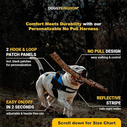 Non Pull Dog Harness with Patch Panels and Handle, Adjustable, Reflective, No Choke, Heavy Duty Easy On Service Dog Vest Harnesses for Medium Large Small Sized Dogs - Motorsport, L