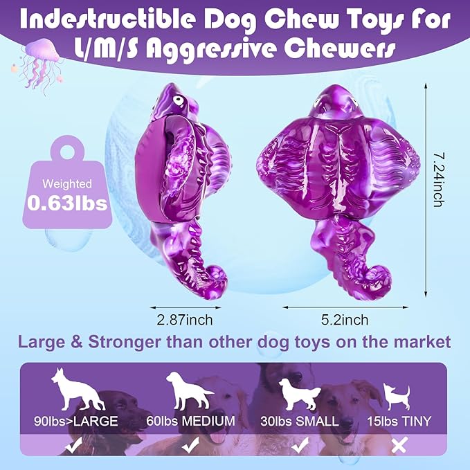 Tough Dog Toys for Aggressive Chewers, Indestructible Chew Toys for Dogs, Interactive Large Dog Toy to Keep Them Busy, Super Chewer Dog Toy for Large Medium Breed, Gifts for Dogs