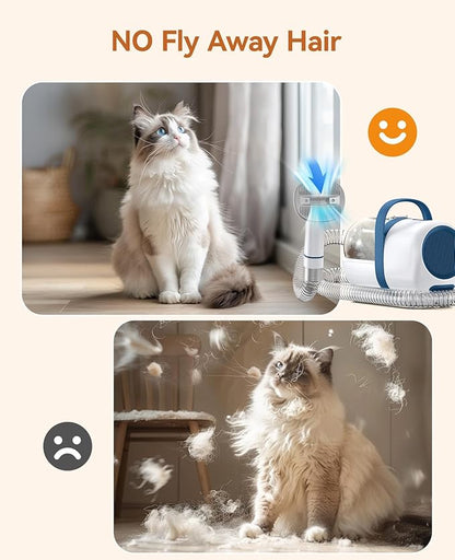 oneisall Cat Vacuum Groomer Quiet, Pet Vacuum Grooming Kit with Clipper Paw Trimmer & Brush, 1.5L Large Dust Cup Pet Vacuum for Shedding, Trimming & Home Cleaning