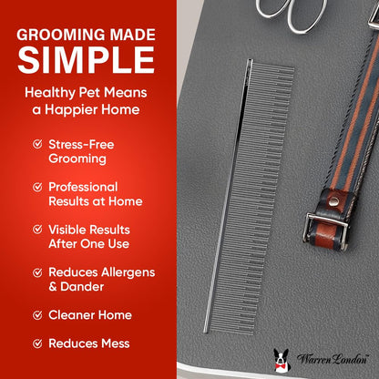 Warren London Carding Pro XL Comb 9in | Copper Grooming Comb with Dual-Length Teeth | Removes Undercoat, Loose Fur, and Dander | Groom like a Professional