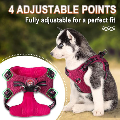 Dog Harness Step in Dog Vest Harness, Reflective Adjustable Puppy No Pull Harness Breathable Soft for Small and Medium Dogs Cats, Pink/Black, XXS