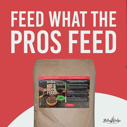 Blue Ridge Koi Fish Food 50lb - Koi Food Large 3/16" Growth Formula, Goldfish Food, Premium Fish Food for Ponds, Ponds Fish Food, Floating Pond Pellets