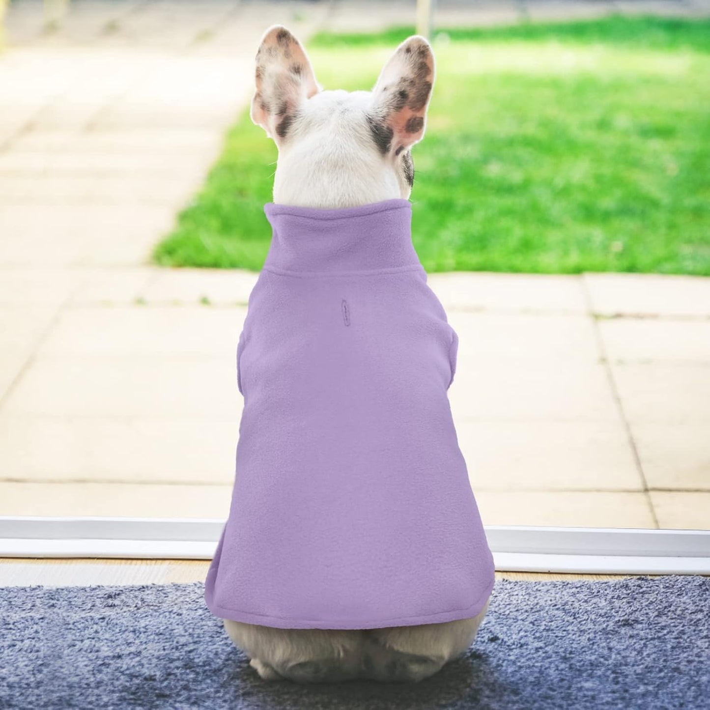 FUAMEY Dog Fleece Vest for Large Dogs,Warm Stretchy Dog Sweatshirts Pullover with Leash Hole Dogs Sweater Soft Pet Turtleneck Cozy Pet Vest Lightweight Sleeveless Purple XL