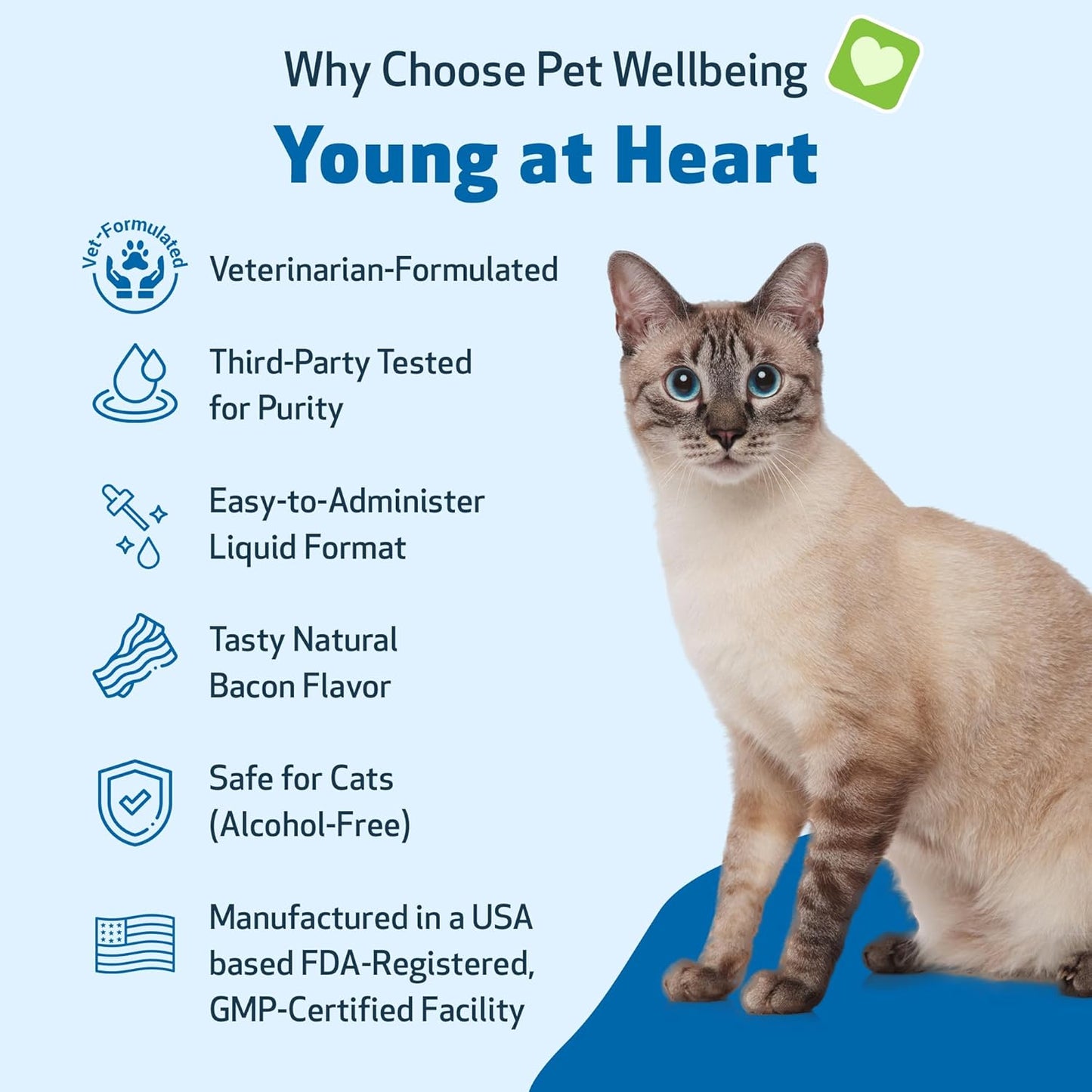Pet Wellbeing Young at Heart for Cats - Vet-Formulated - Heart Health, Circulatory & Cardiovascular System, Hawthorn, Motherwort, Schisandra - Holistic Supplement 4 oz (118 ml)