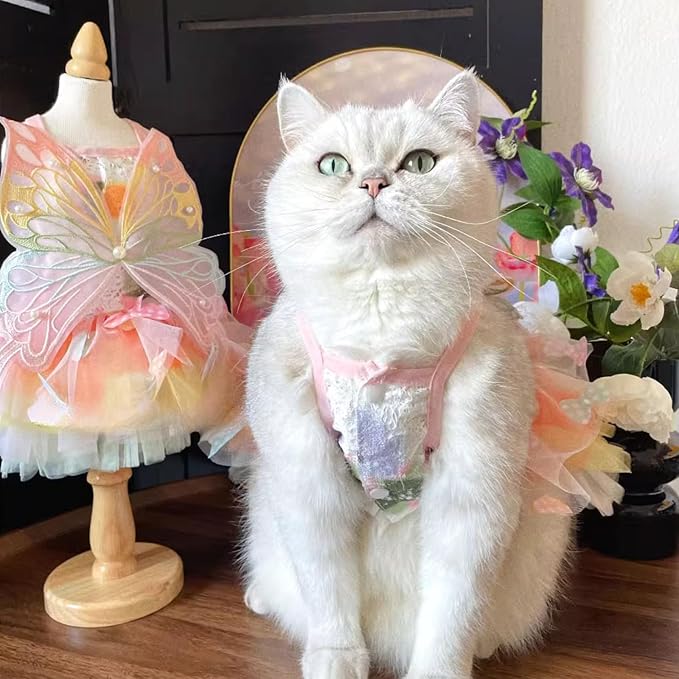 Cat/Small Dog Pretty Fairy Costume Clothing - Cute Dress Outfit for Spring Halloween Christmas Girl Party (3XL)