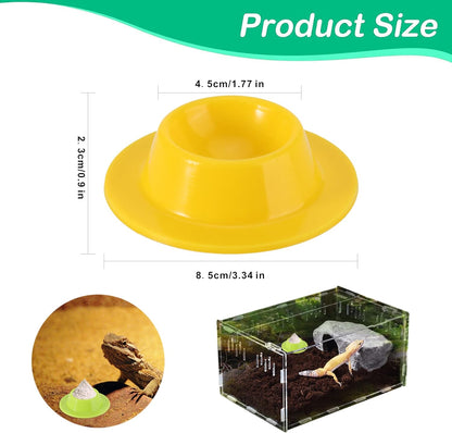 2 Pcs Color Gecko Calcium Dish,Lizard Gecko Bearded Dragon Chameleon Water Feeding Bowl,Small Reptile Food Dish,Reptile Terrarium Tank Accessories(Green+Yellow)