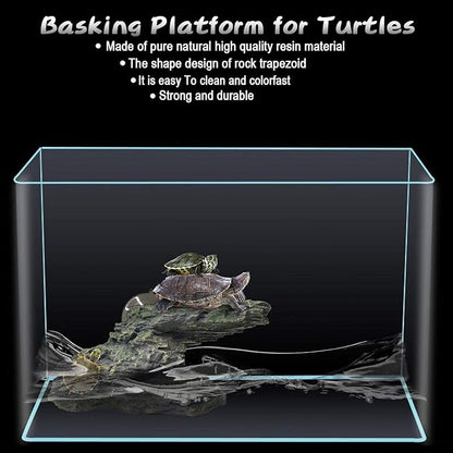 PINVNBY Basking Platform for Turtles Tortoise Dock Resin Resting Rock Reptile Habitat Climbing Ornament Floating Ledge Aquarium Decoration with 2 Pcs Suction Cups for Frogs, Newts,Lizard(3 Pcs)