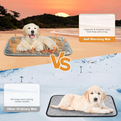 4 Pack Self Warming Cat Mat Self Heating Cat Pad Warm Thermal Pet Bed Washable Dog Crate Pad Body Heat Dog Bed Mat Blanket Non Slip Bottom for Outdoor Indoor Pets