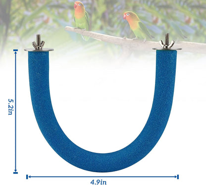 Rypet Parrot Perch Rough-surfaced - Quartz Sands Bird Cage Perches for Small Parakeets Cockatiels, Conures, Macaws, Parrots, Love Birds, Finches Cages Toy, U Shape