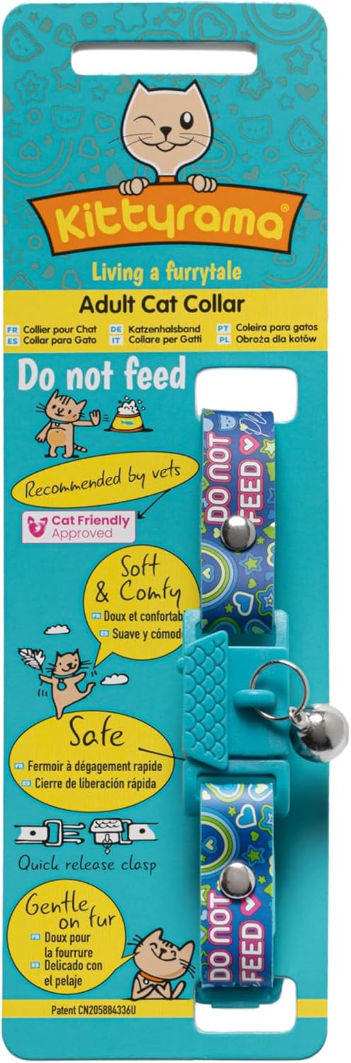 New Kittyrama No Feed Cat Collar with Bell. Breakaway, Quick Release, Hypoallergenic, Vet Approved. Lightweight Kitten Collar. As Seen in Vogue. Soft & Comfy. Indigo