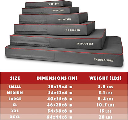 The Dog’s Bed Orthopedic Memory Foam Dog Bed, XXXL Grey/Red, Pain Relief for Arthritis, Hip & Elbow Dysplasia, Post Surgery, Lameness, Supportive, Calming, Waterproof Washable Cover