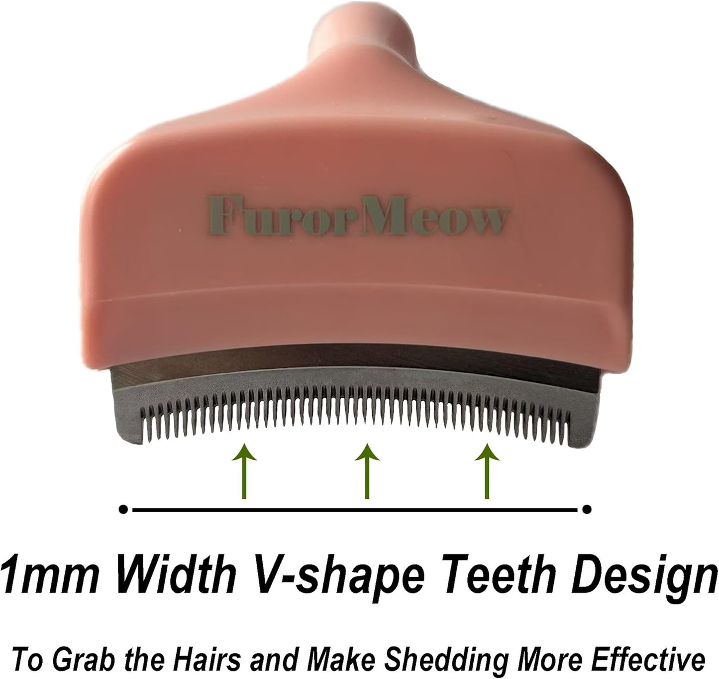 Pet Deshedding Tool with Curve Blade, Cat Grooming Brush, Tight V-shaped Teeth Shedding Comb for Cats and Dogs (Pink, Small)