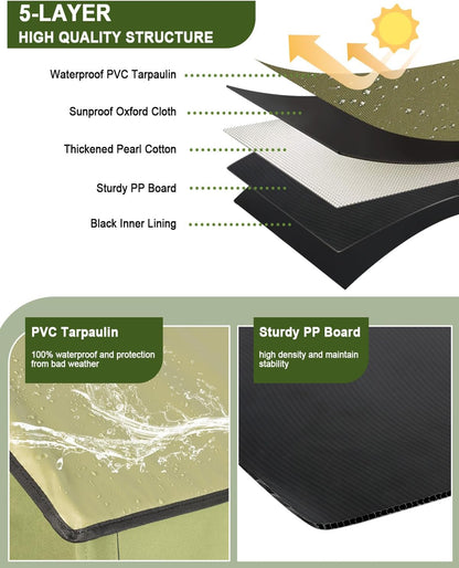 Extra Wide Large Cat Houses for Outdoor Cats Weatherproof, Elevated Waterproof Outdoor Cat House, Outside Stray Cat Shelter for Multiple Cats Small Dogs (Green, Unheated)