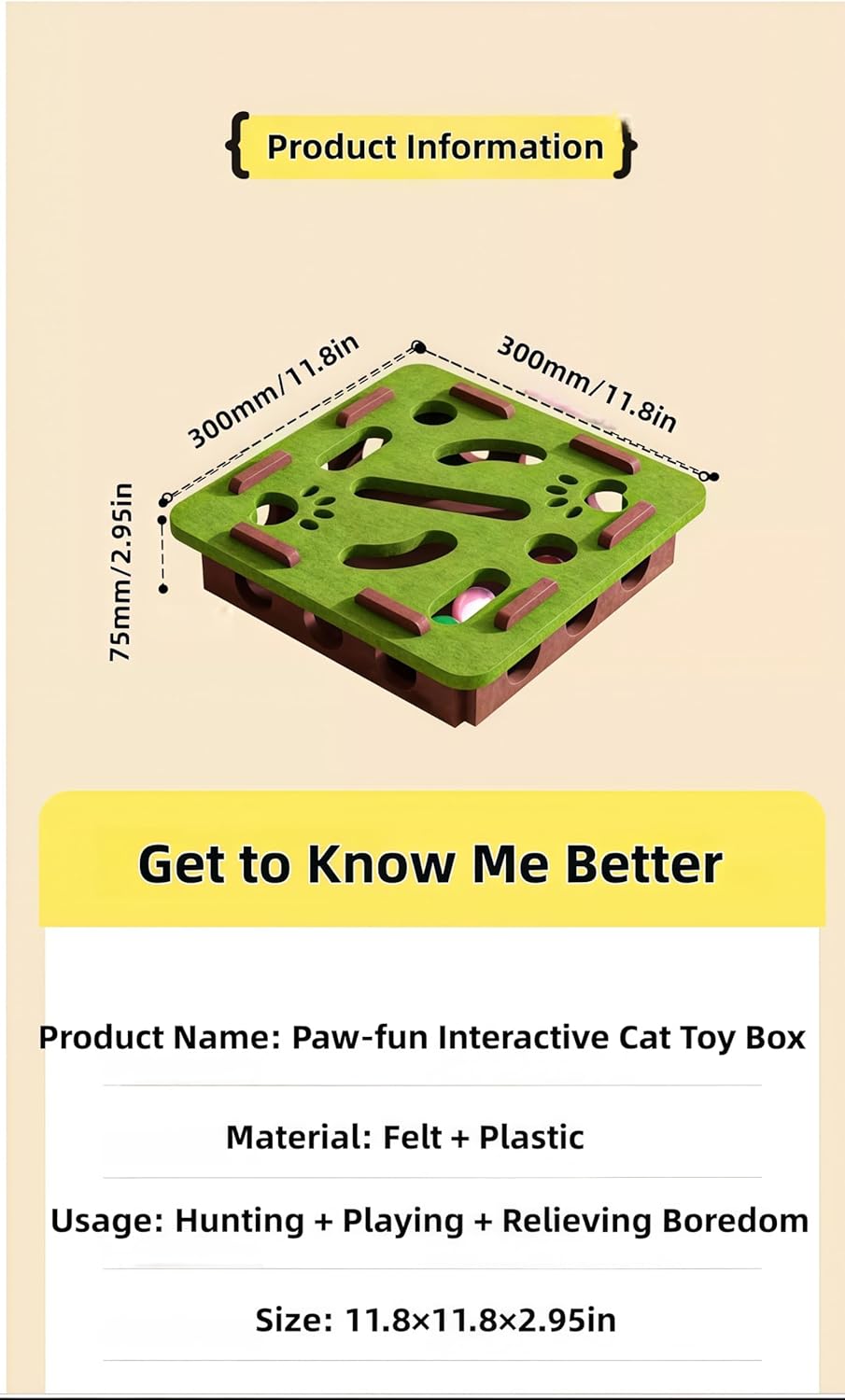 Interactive Cat Scratch Box with Nail File & Slow Feeder - Puzzle Enrichment Toy for Indoor Cats Mental Stimulation
