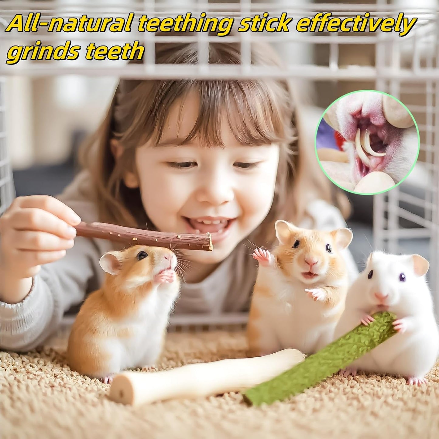 Rabbit Toys 285g/10.1oz Bunny Chew Treats Timothy Hay Sweet Bamboo Snack Guinea Pig Molar Branch Toy Apple Stick Alfalfa Food for Cleaning Teeth Grinding Dental for Hamster Squirrel Chinchilla