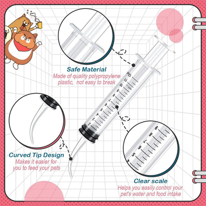 12 Pieces Baby Bird Feeding Syringe 12 ml Pet Liquid Feeding Syringes Kitten Feeder for Small Dogs Cats Puppy Kitten and Other Small Animal Feeding Supplies